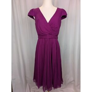 J Crew Mirabelle 100% Silk Chiffon Dress Purple Spiced Wine Size 6 Style 66737
